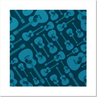 Acoustic Guitar Seamless Pattern Posters and Art